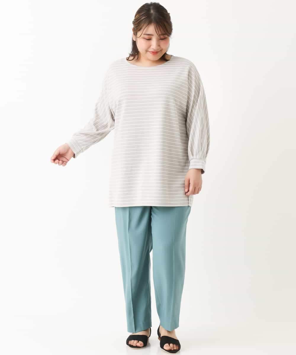OLLKJ09089 eur3(エウルキューブ) 【大きいサイズ】センタープレスカラーパンツ グリーン(35)
