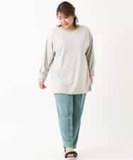 OLLKJ09089 eur3(エウルキューブ) 【大きいサイズ】センタープレスカラーパンツ グリーン(35)
