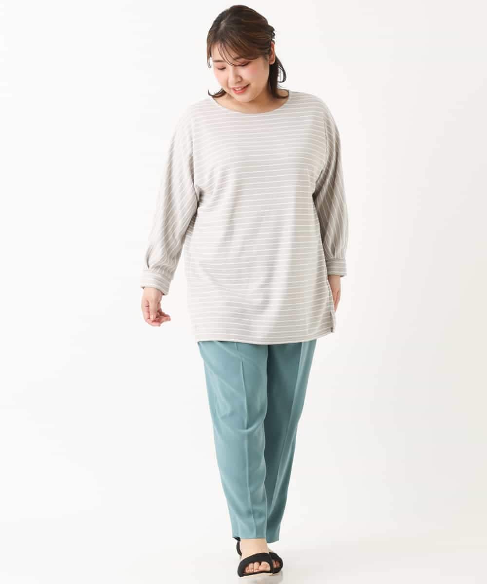 OLLKJ09089 eur3(エウルキューブ) 【大きいサイズ】センタープレスカラーパンツ グリーン(35)