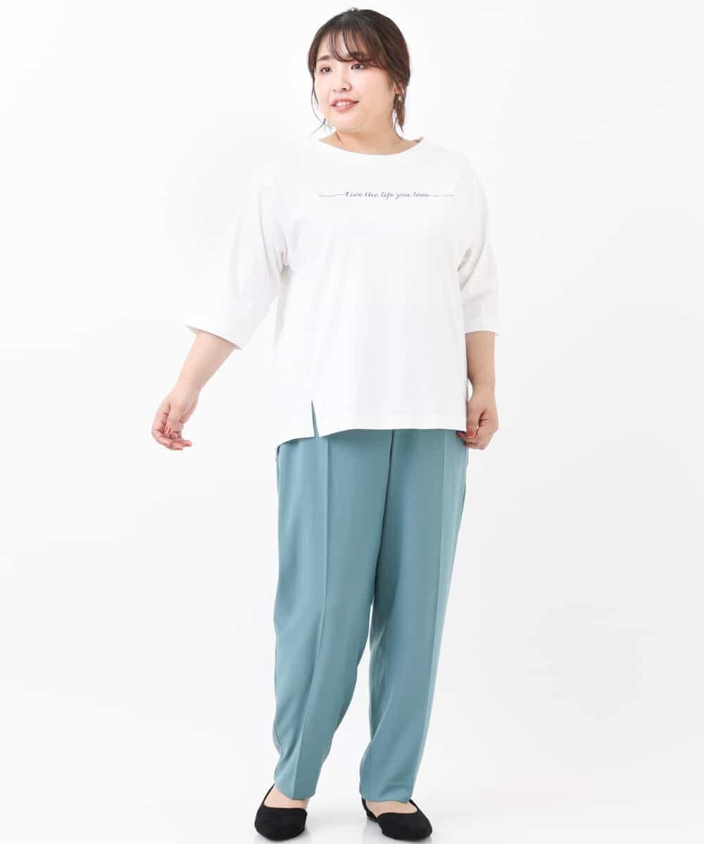 OLLKJ09089 eur3(エウルキューブ) 【大きいサイズ】センタープレスカラーパンツ グリーン(35)