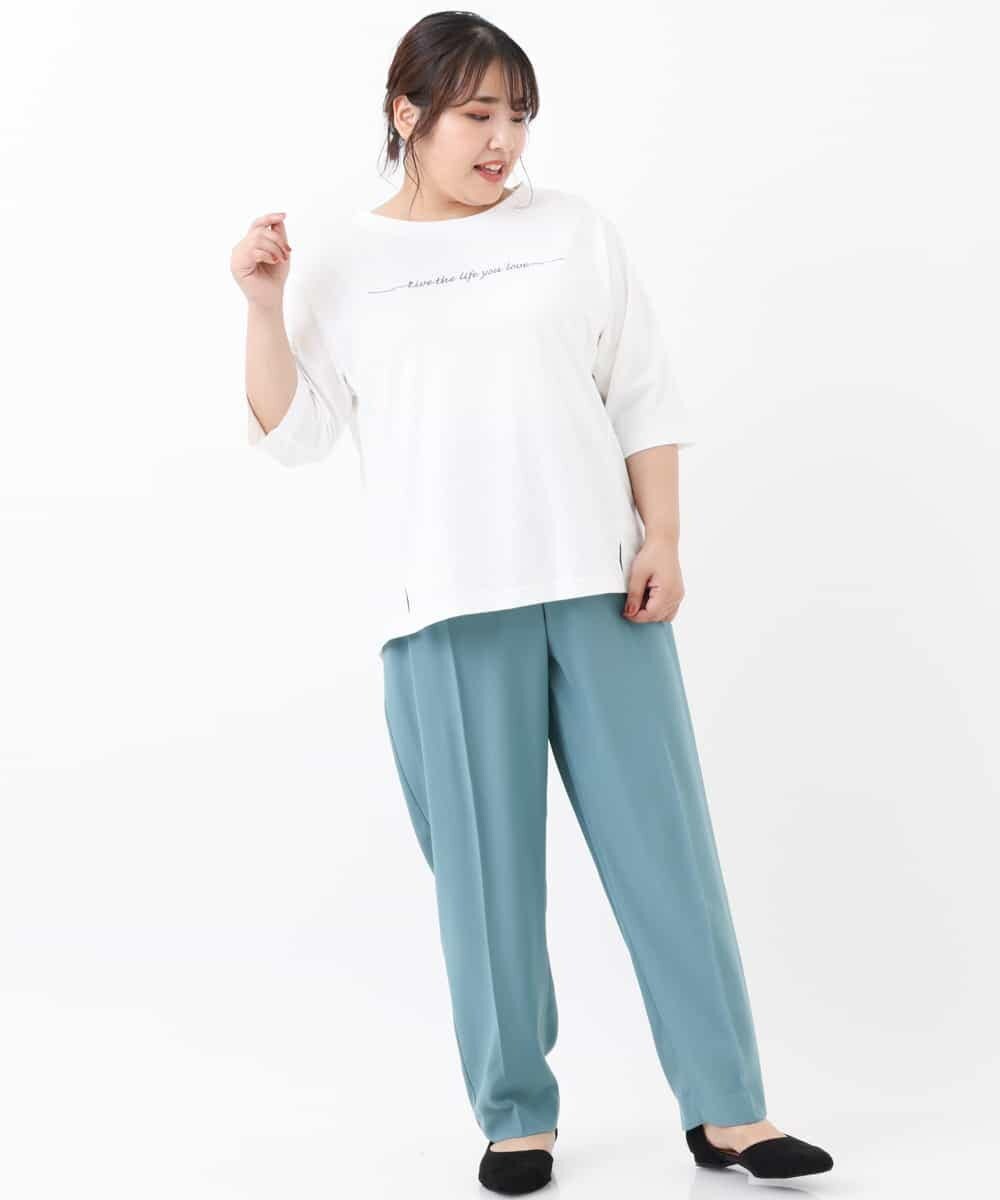 OLLKJ09089 eur3(エウルキューブ) 【大きいサイズ】センタープレスカラーパンツ グリーン(35)