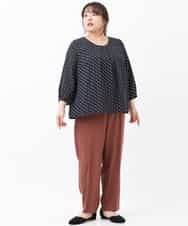 OLLKJ09089 eur3(エウルキューブ) 【大きいサイズ】センタープレスカラーパンツ ベージュ(84)
