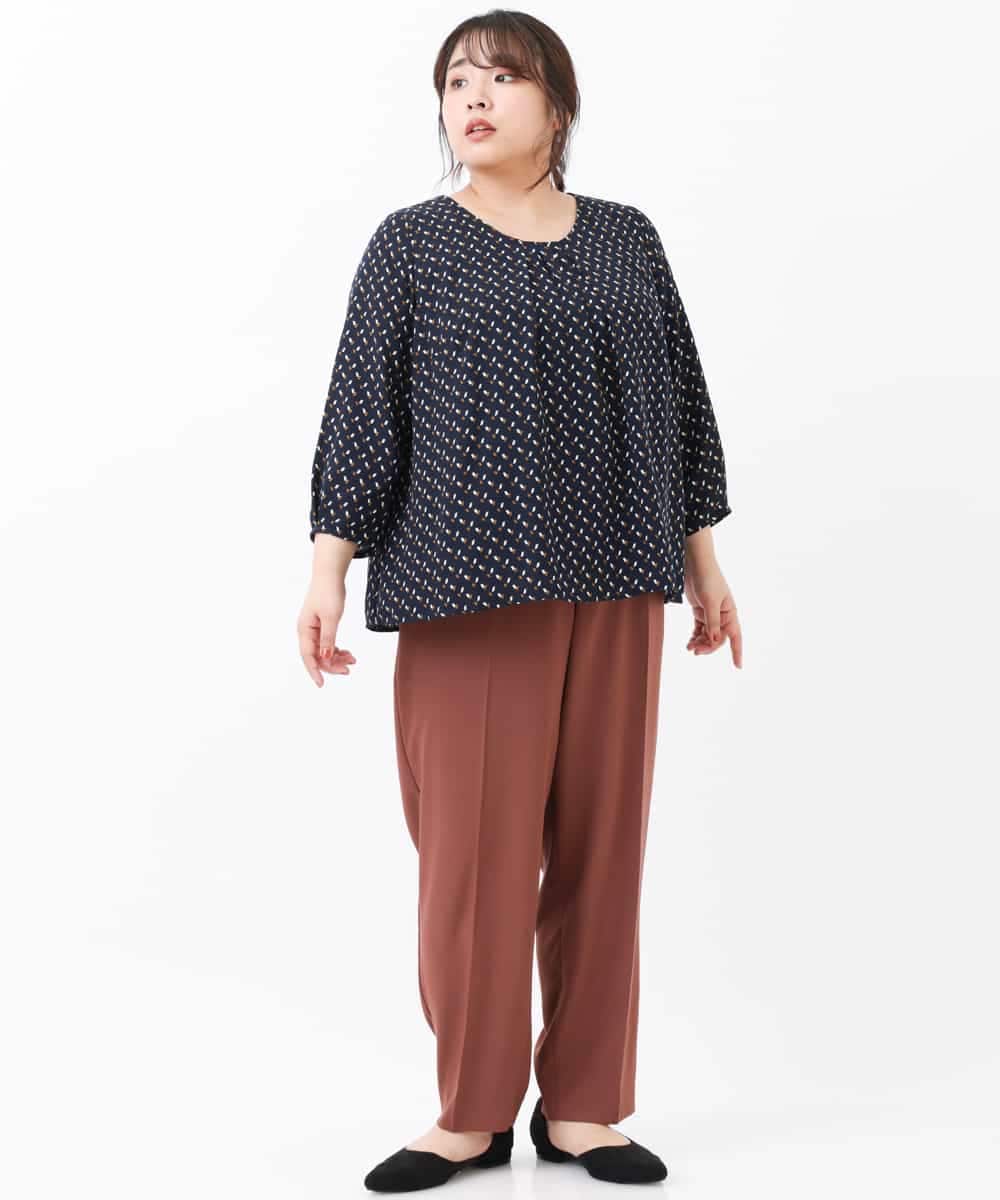OLLKJ09089 eur3(エウルキューブ) 【大きいサイズ】センタープレスカラーパンツ ベージュ(84)