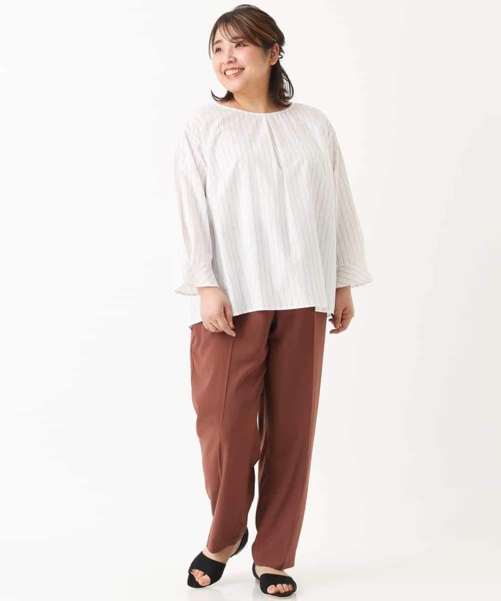 OLLKJ09089 eur3(エウルキューブ) 【大きいサイズ】センタープレスカラーパンツ ベージュ(84)