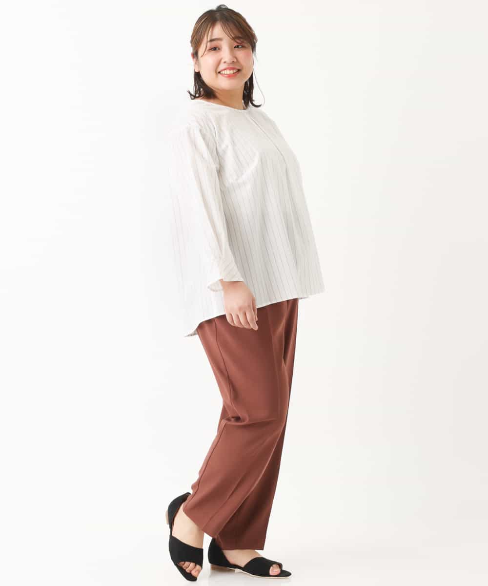 OLLKJ09089 eur3(エウルキューブ) 【大きいサイズ】センタープレスカラーパンツ ベージュ(84)