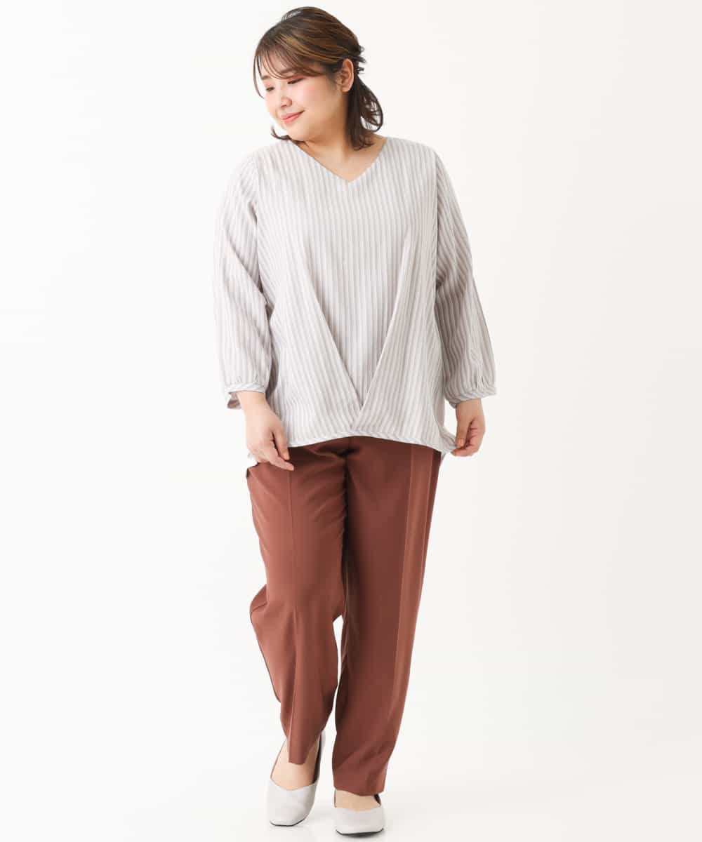 OLLKJ09089 eur3(エウルキューブ) 【大きいサイズ】センタープレスカラーパンツ ベージュ(84)