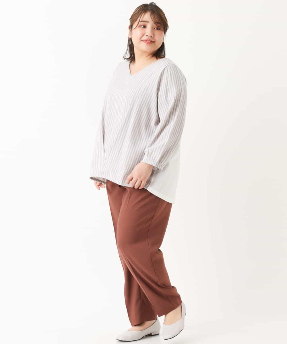 OLLKJ09089 eur3(エウルキューブ) 【大きいサイズ】センタープレスカラーパンツ ベージュ(84)