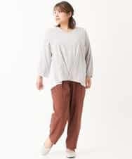 OLLKJ09089 eur3(エウルキューブ) 【大きいサイズ】センタープレスカラーパンツ ベージュ(84)