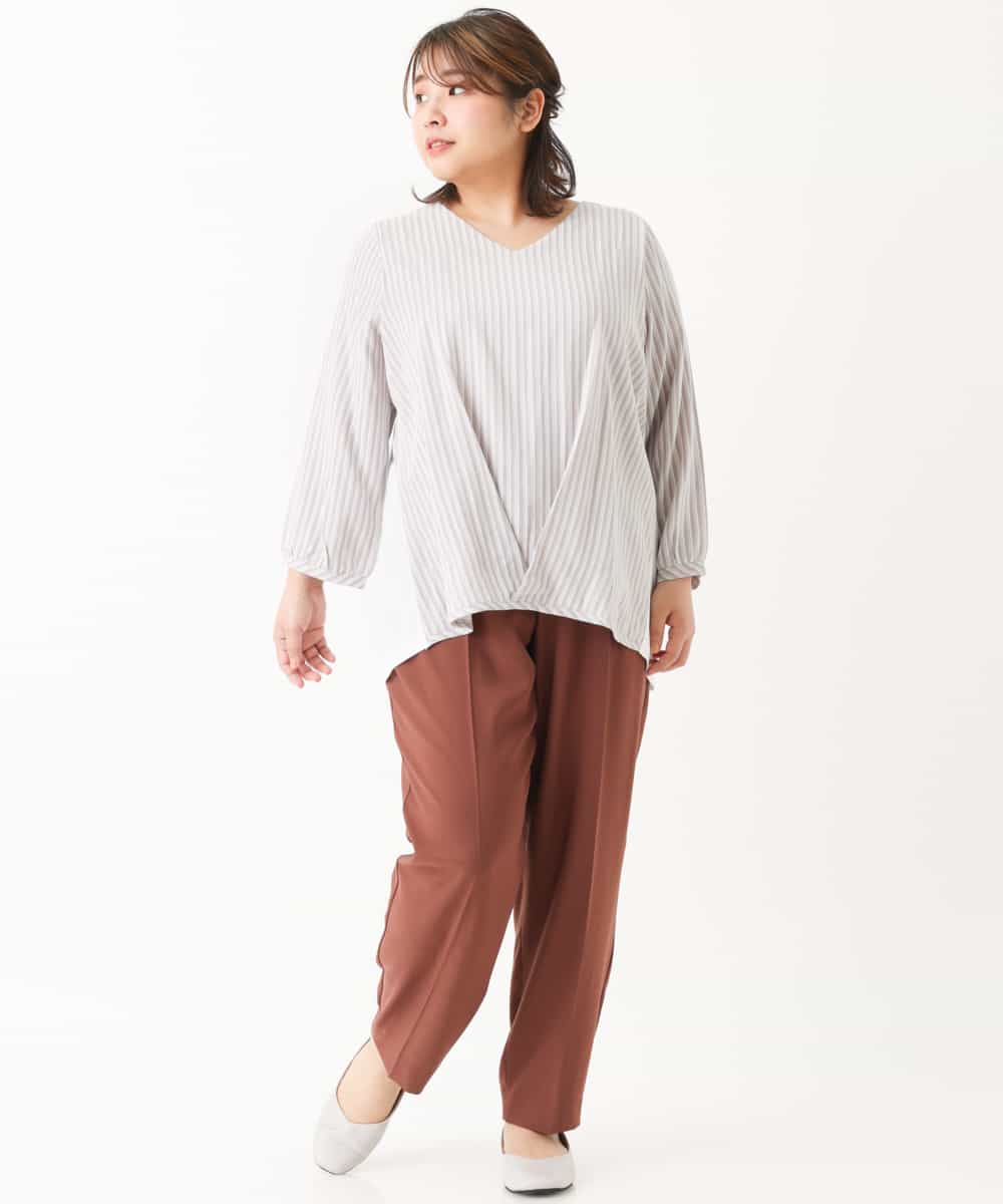 OLLKJ09089 eur3(エウルキューブ) 【大きいサイズ】センタープレスカラーパンツ ベージュ(84)