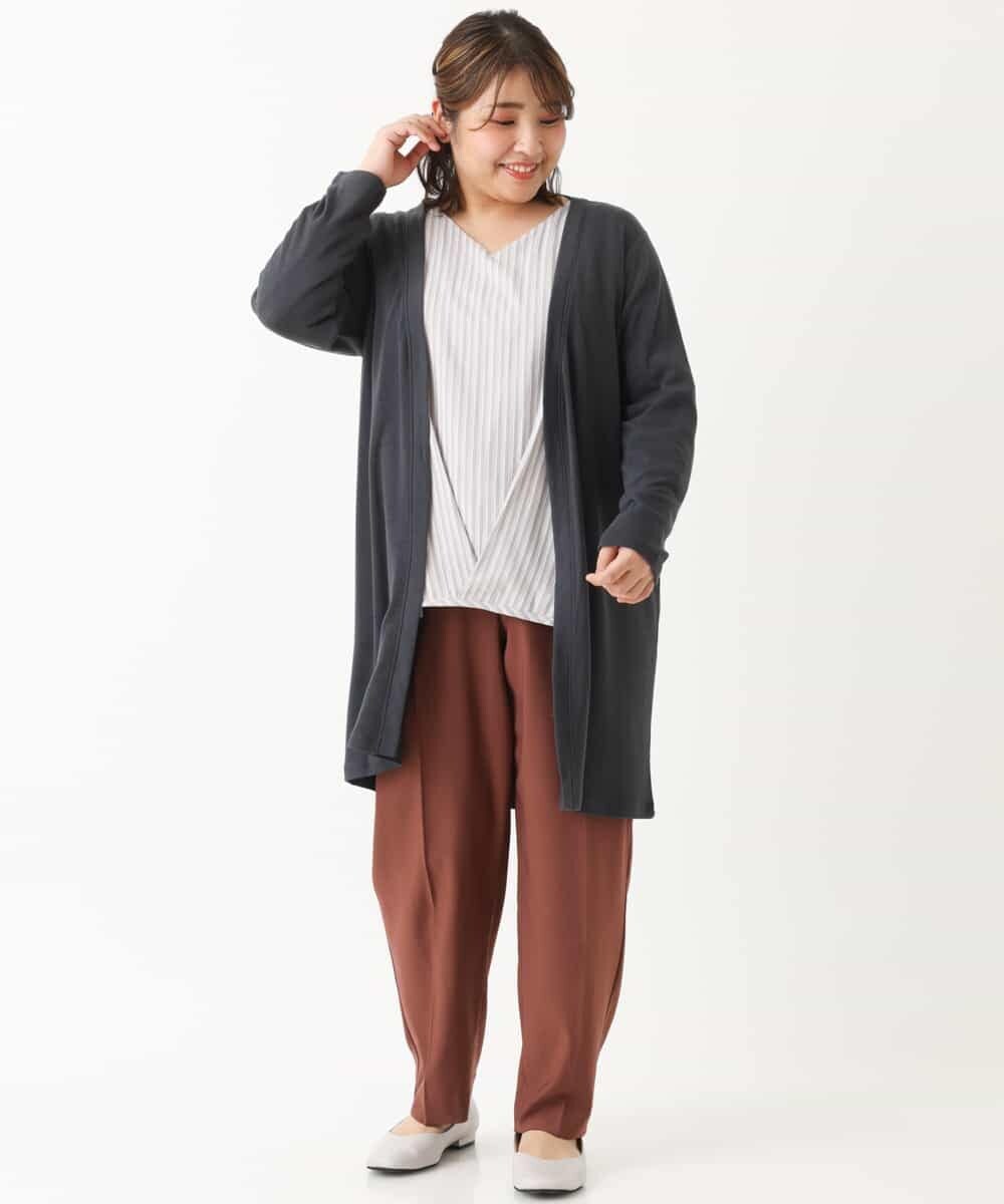OLLKJ09089 eur3(エウルキューブ) 【大きいサイズ】センタープレスカラーパンツ ベージュ(84)