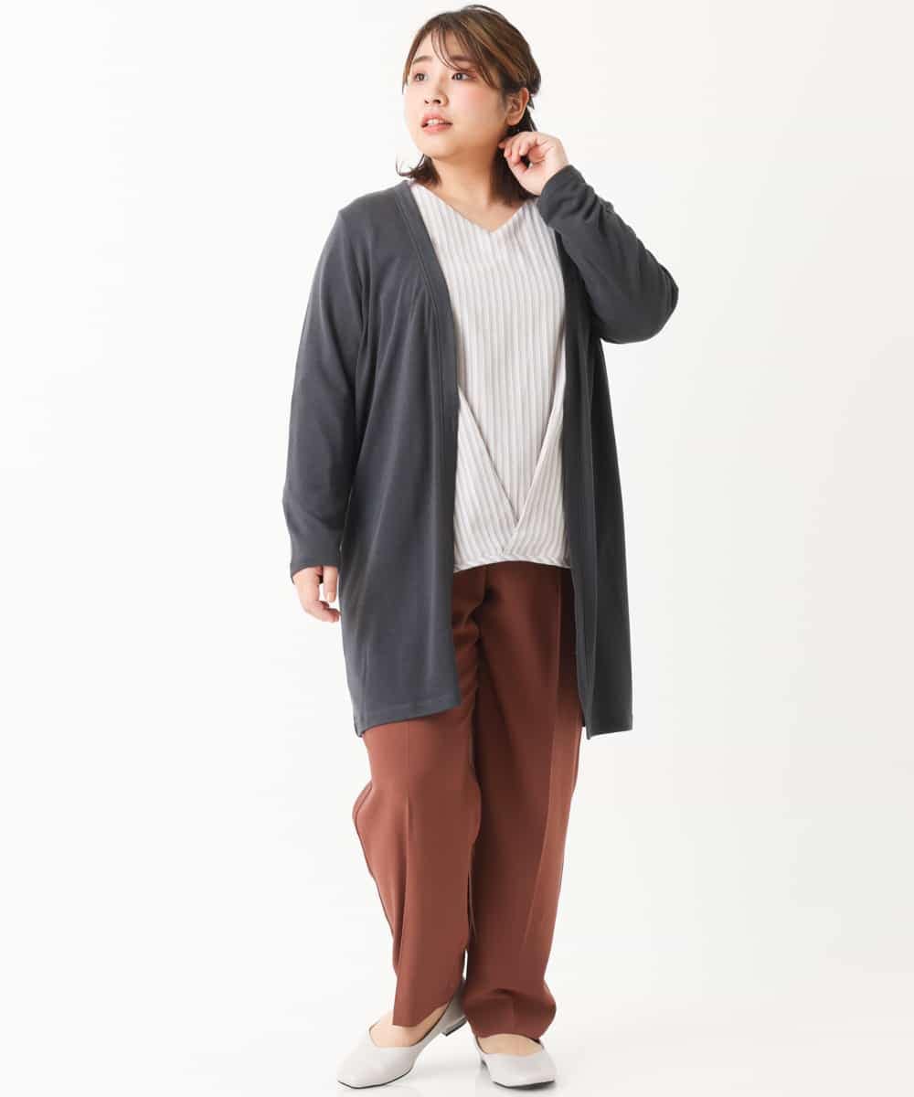 OLLKJ09089 eur3(エウルキューブ) 【大きいサイズ】センタープレスカラーパンツ ベージュ(84)
