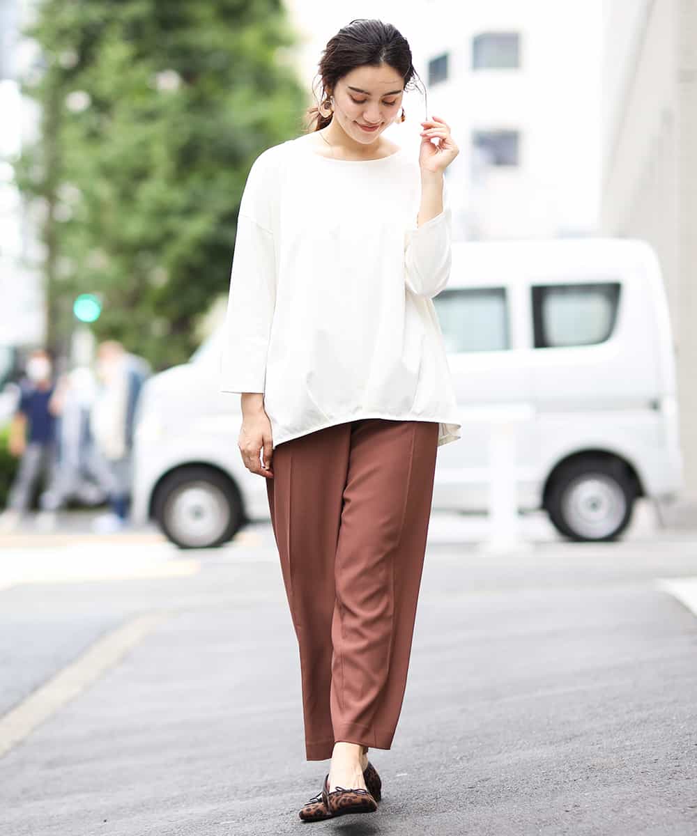 OLLKJ09089 eur3(エウルキューブ) 【大きいサイズ】センタープレスカラーパンツ ベージュ(84)