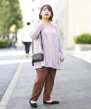 OLLKJ09089 eur3(エウルキューブ) 【大きいサイズ】センタープレスカラーパンツ ベージュ(84)