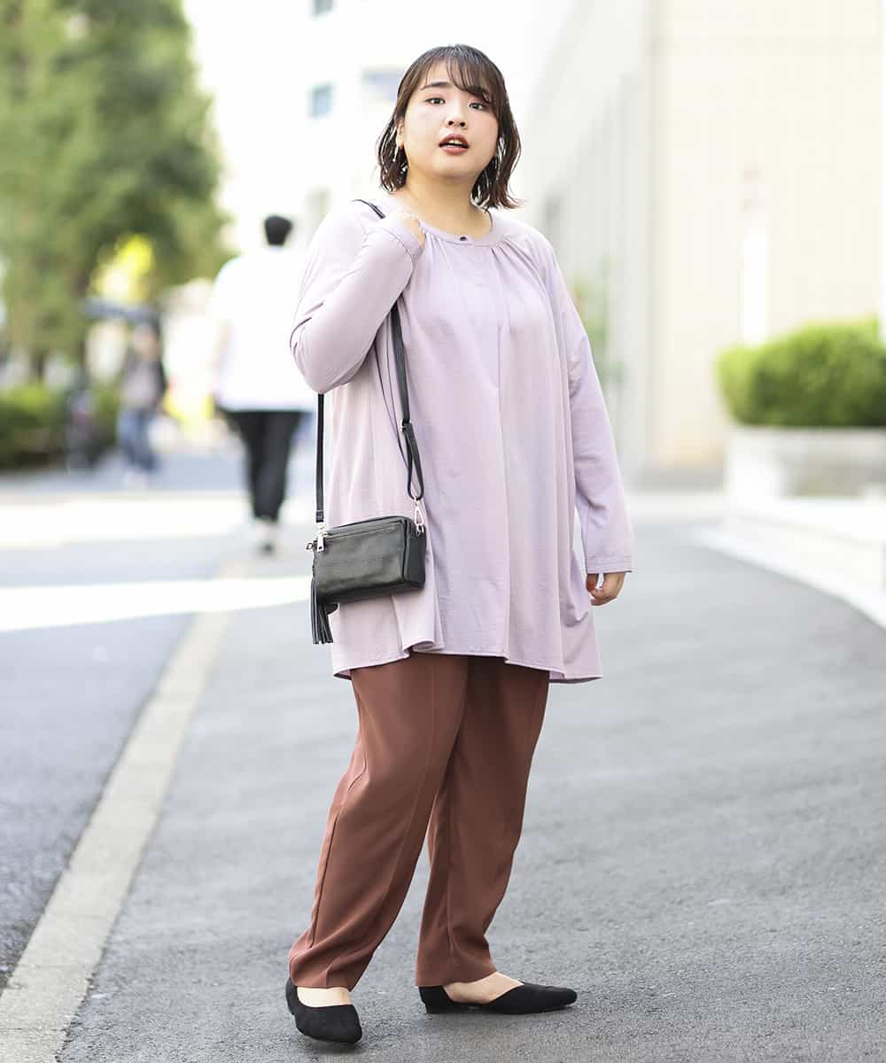 OLLKJ09089 eur3(エウルキューブ) 【大きいサイズ】センタープレスカラーパンツ ベージュ(84)