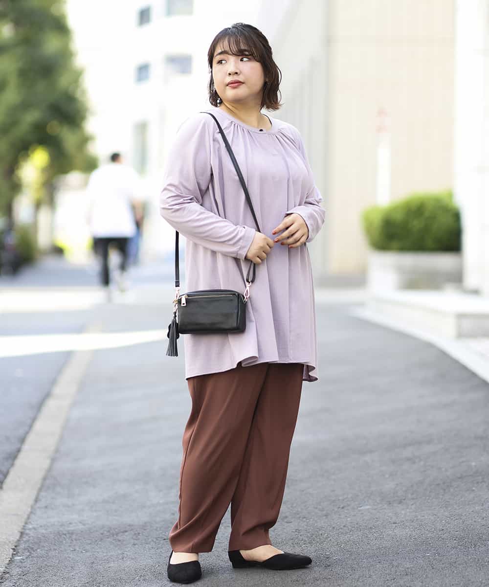 OLLKJ09089 eur3(エウルキューブ) 【大きいサイズ】センタープレスカラーパンツ ベージュ(84)