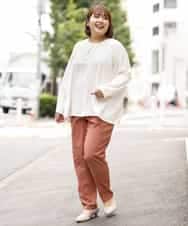 OLLKM11075 eur3(エウルキューブ) 【シリーズ累計販売1万5千枚！】【大きいサイズ】さらさらストレッチテーパードパンツ ピンク(03)
