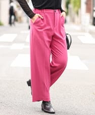 OLLKP01090 eur3(エウルキューブ) 【雑誌掲載】【大きいサイズ】定番美脚ストレートパンツ ピンク(03)