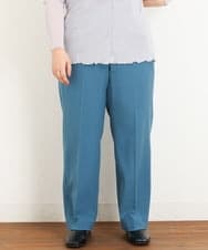 OLLKP01090 eur3(エウルキューブ) 【雑誌掲載】【大きいサイズ】定番美脚ストレートパンツ ブルー(55)