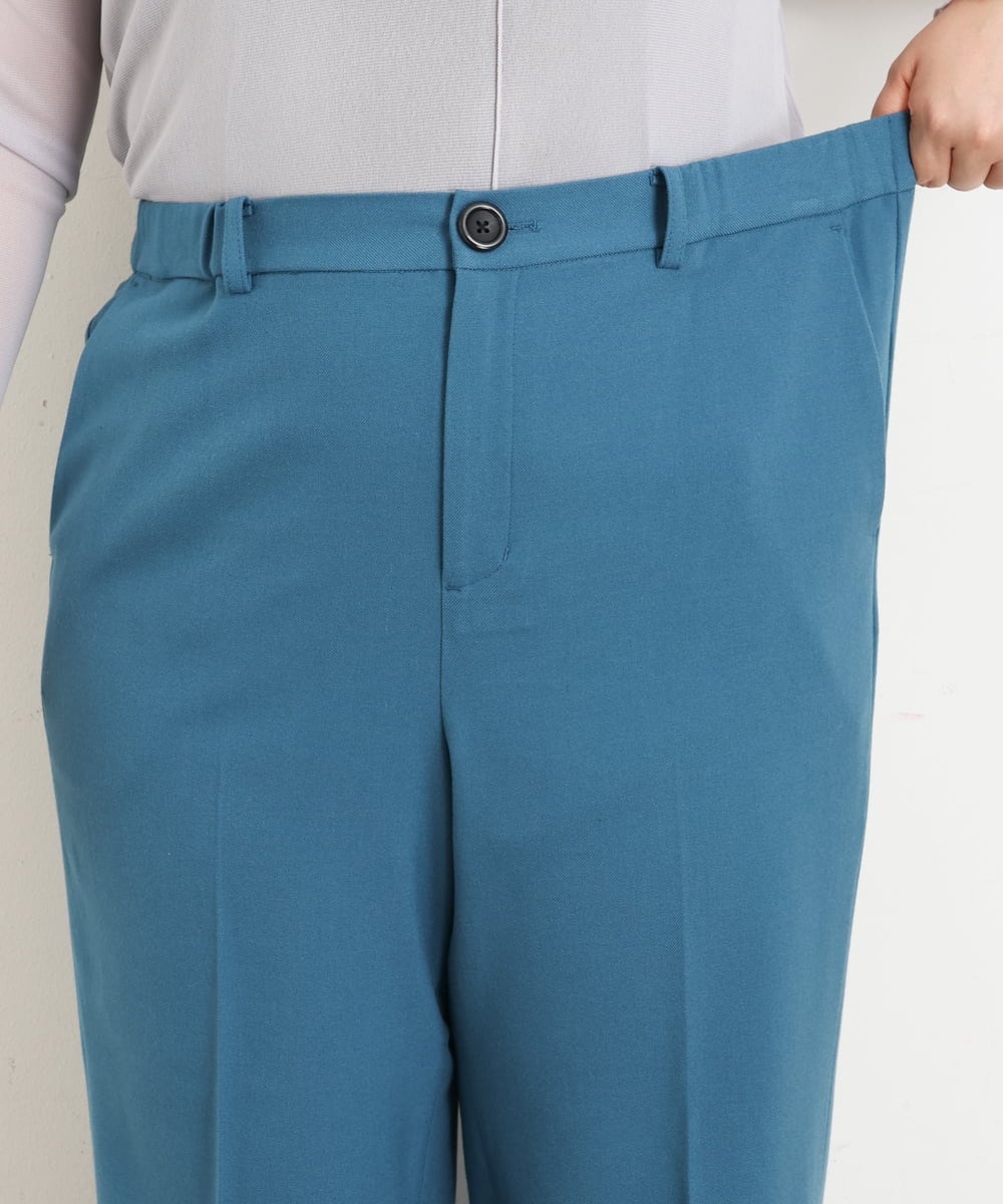 OLLKP01090 eur3(エウルキューブ) 【雑誌掲載】【大きいサイズ】定番美脚ストレートパンツ ブルー(55)