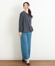 OLLKP01090 eur3(エウルキューブ) 【雑誌掲載】【大きいサイズ】定番美脚ストレートパンツ ブルー(55)