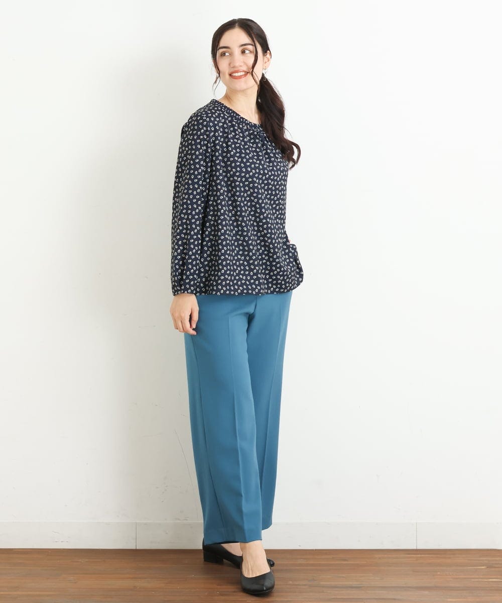 OLLKP01090 eur3(エウルキューブ) 【雑誌掲載】【大きいサイズ】定番美脚ストレートパンツ ブルー(55)