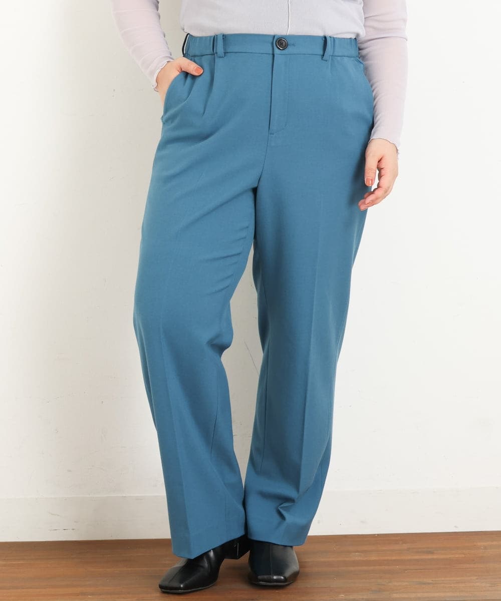 OLLKP01090 eur3(エウルキューブ) 【雑誌掲載】【大きいサイズ】定番美脚ストレートパンツ ブルー(55)