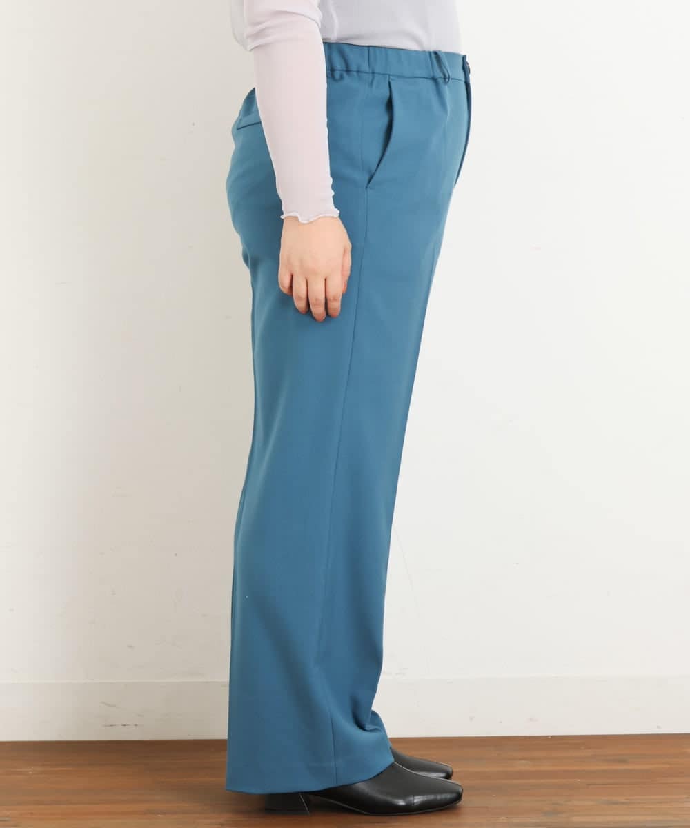 OLLKP01090 eur3(エウルキューブ) 【雑誌掲載】【大きいサイズ】定番美脚ストレートパンツ ブルー(55)