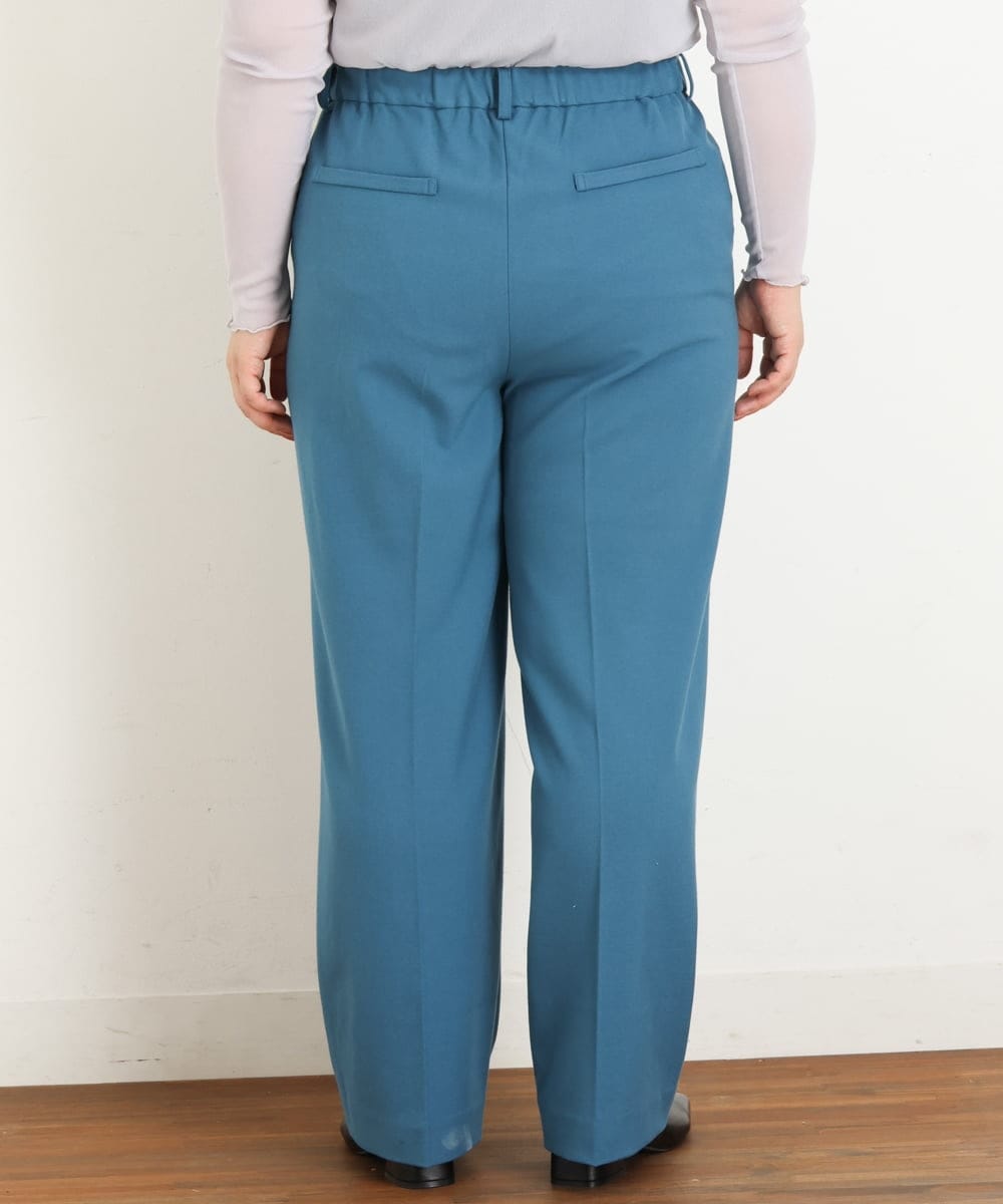 OLLKP01090 eur3(エウルキューブ) 【雑誌掲載】【大きいサイズ】定番美脚ストレートパンツ ブルー(55)