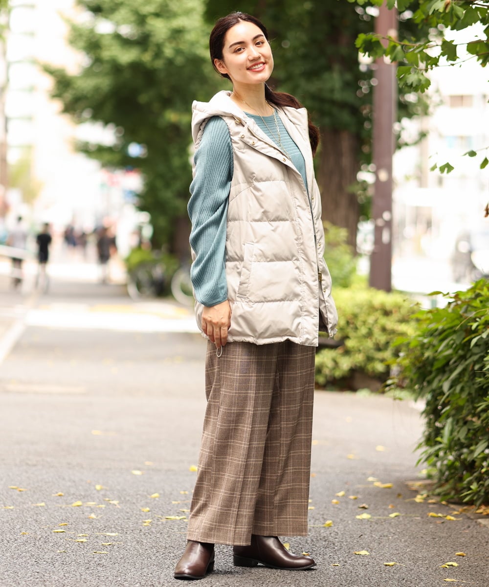 OLLKP01090 eur3(エウルキューブ) 【雑誌掲載】【大きいサイズ】定番美脚ストレートパンツ ベージュ(82)