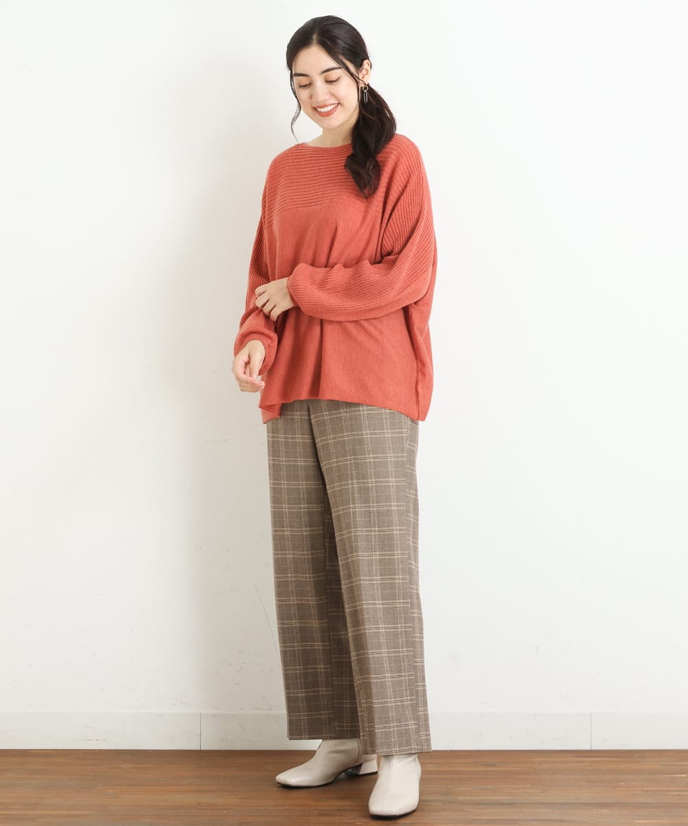 OLLKP01090 eur3(エウルキューブ) 【雑誌掲載】【大きいサイズ】定番美脚ストレートパンツ ベージュ(82)