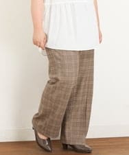 OLLKP01090 eur3(エウルキューブ) 【雑誌掲載】【大きいサイズ】定番美脚ストレートパンツ ベージュ(82)