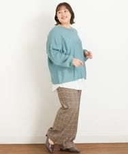 OLLKP01090 eur3(エウルキューブ) 【雑誌掲載】【大きいサイズ】定番美脚ストレートパンツ ベージュ(82)
