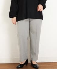 OLLKP01090 eur3(エウルキューブ) 【雑誌掲載】【大きいサイズ】定番美脚ストレートパンツ ライトグレー(91)