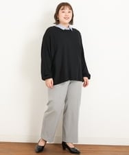 OLLKP01090 eur3(エウルキューブ) 【雑誌掲載】【大きいサイズ】定番美脚ストレートパンツ ライトグレー(91)