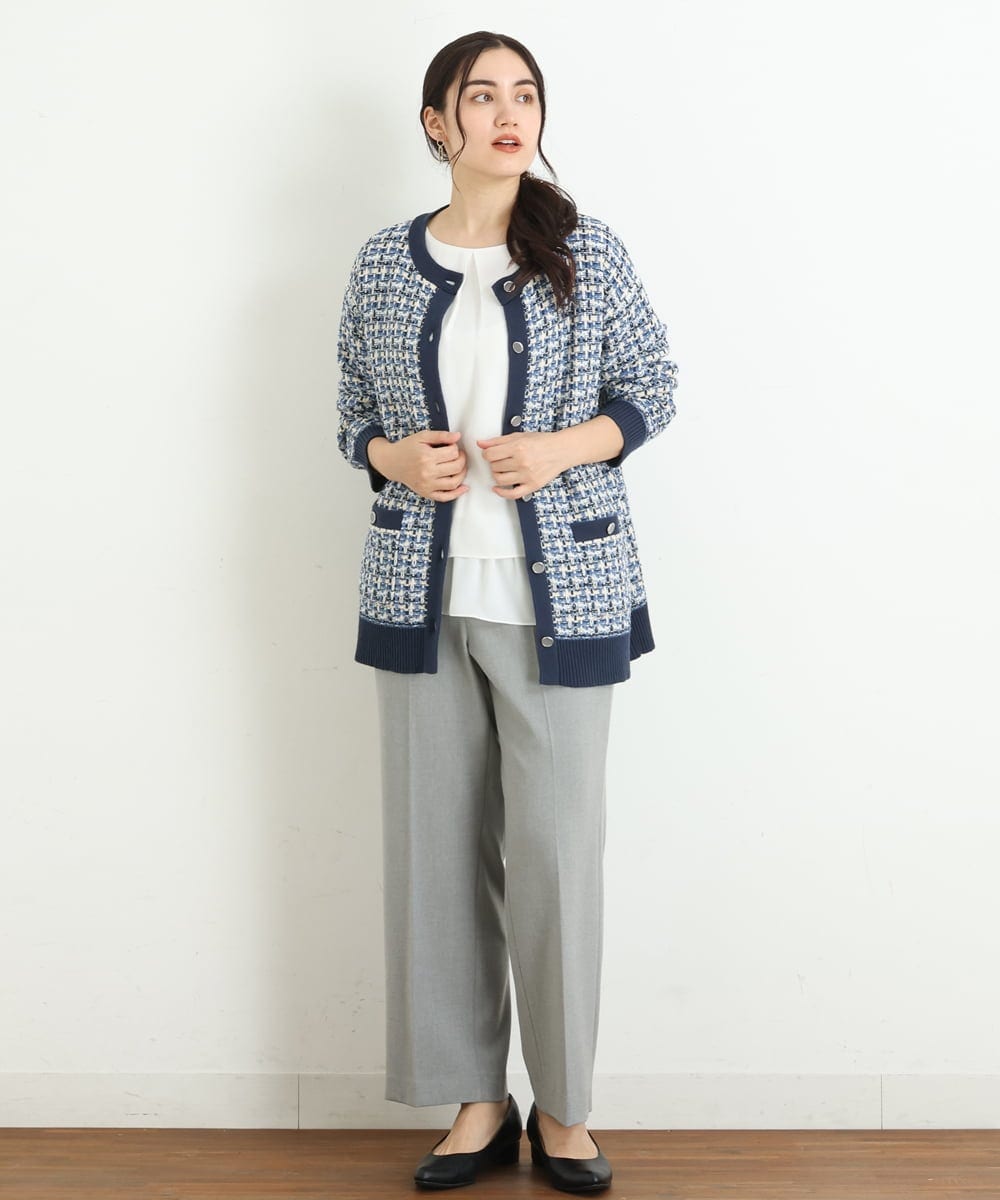 OLLKP01090 eur3(エウルキューブ) 【雑誌掲載】【大きいサイズ】定番美脚ストレートパンツ ライトグレー(91)