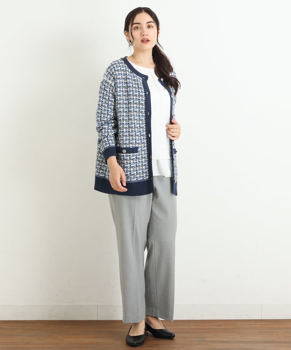 OLLKP01090 eur3(エウルキューブ) 【雑誌掲載】【大きいサイズ】定番美脚ストレートパンツ ライトグレー(91)