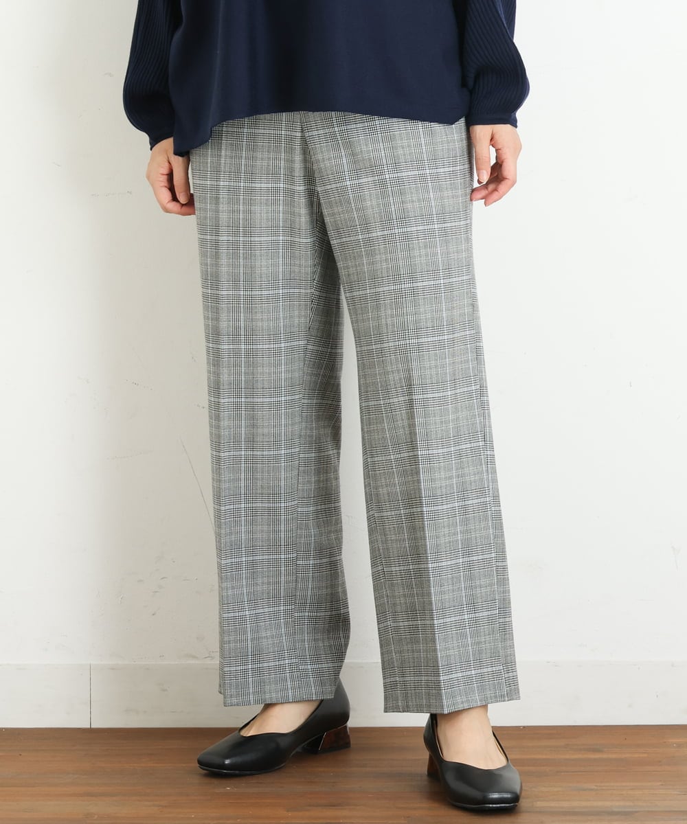 OLLKP01090 eur3(エウルキューブ) 【雑誌掲載】【大きいサイズ】定番美脚ストレートパンツ グレー(92)