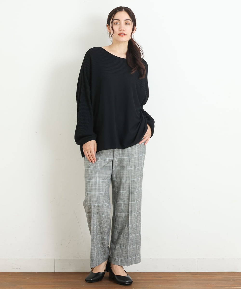 OLLKP01090 eur3(エウルキューブ) 【雑誌掲載】【大きいサイズ】定番美脚ストレートパンツ グレー(92)