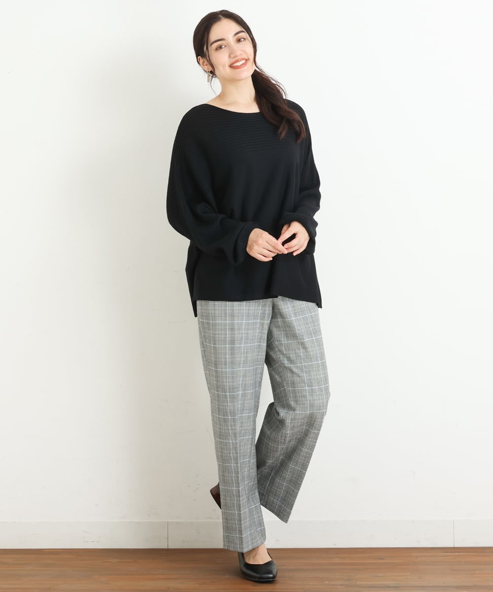 OLLKP01090 eur3(エウルキューブ) 【雑誌掲載】【大きいサイズ】定番美脚ストレートパンツ グレー(92)