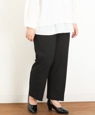 OLLKP01090 eur3(エウルキューブ) 【雑誌掲載】【大きいサイズ】定番美脚ストレートパンツ ブラック(94)