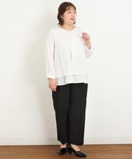 OLLKP01090 eur3(エウルキューブ) 【雑誌掲載】【大きいサイズ】定番美脚ストレートパンツ ブラック(94)