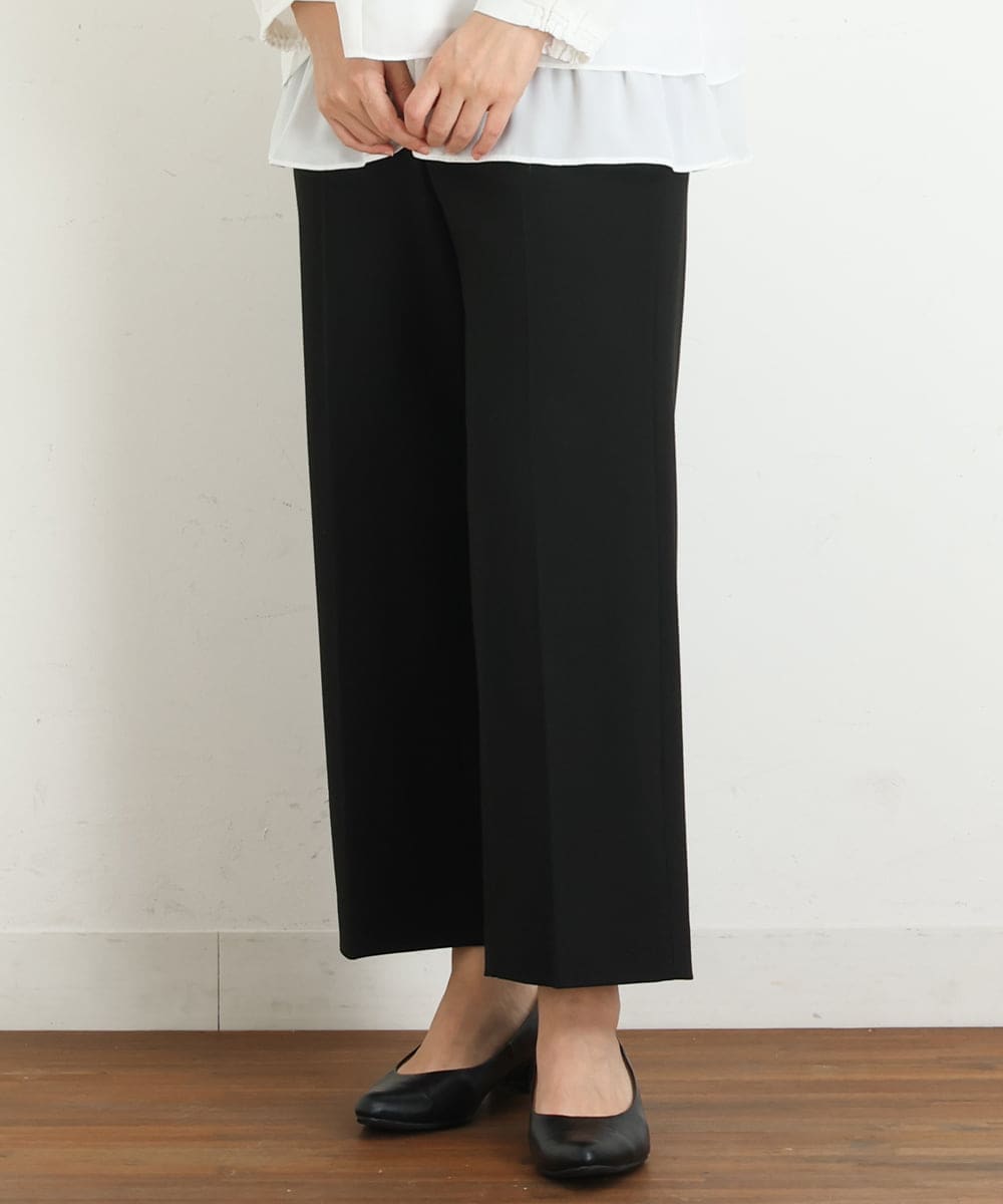 OLLKP01090 eur3(エウルキューブ) 【雑誌掲載】【大きいサイズ】定番美脚ストレートパンツ ブラック(94)