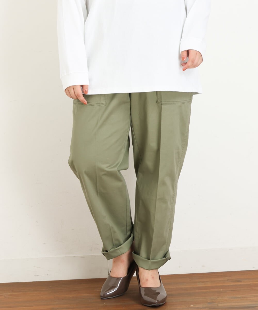 OLLKP10100 eur3(エウルキューブ) 【雑誌掲載】【大きいサイズ】ベイカーパンツ カーキ(36)