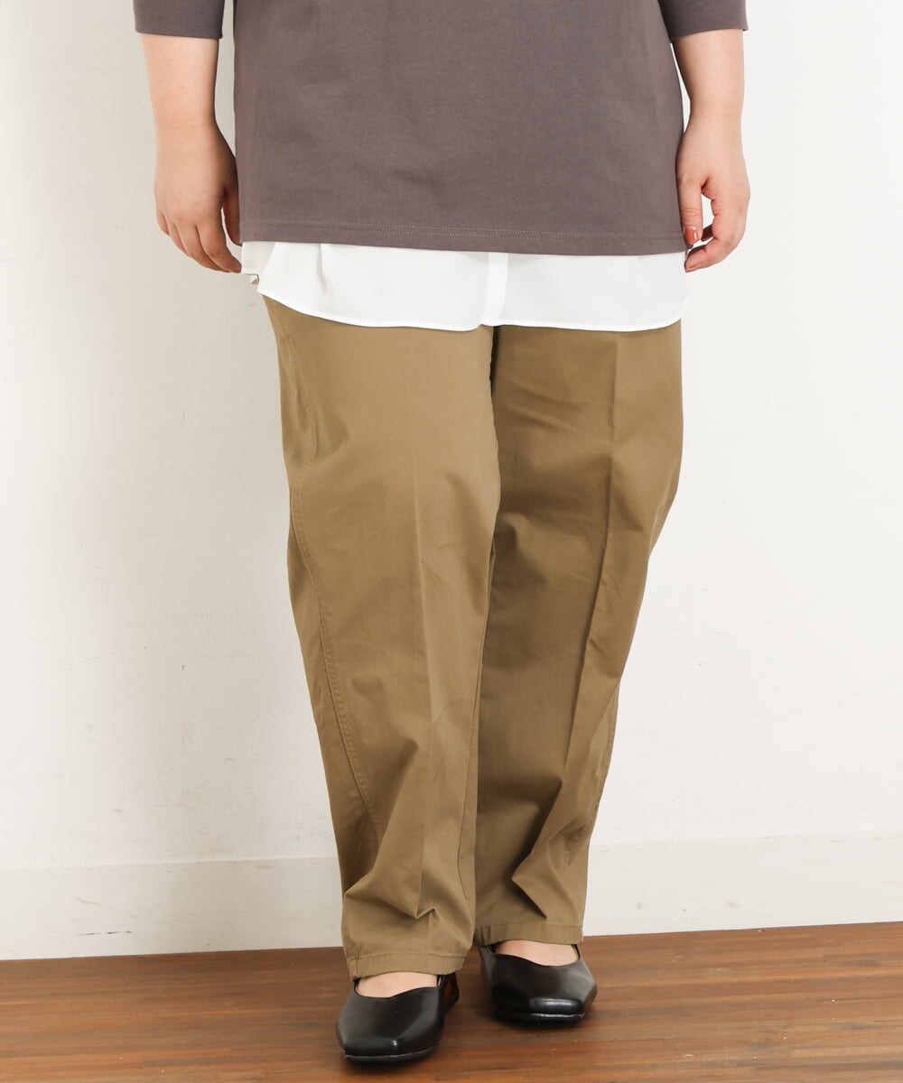 OLLKP10100 eur3(エウルキューブ) 【雑誌掲載】【大きいサイズ】ベイカーパンツ キャメル(83)