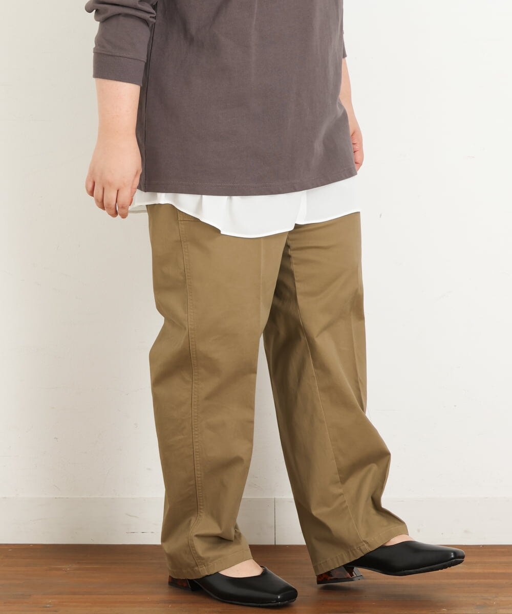 OLLKP10100 eur3(エウルキューブ) 【雑誌掲載】【大きいサイズ】ベイカーパンツ キャメル(83)