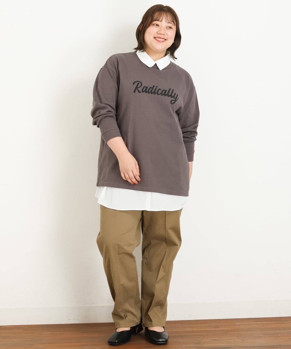 OLLKP10100 eur3(エウルキューブ) 【雑誌掲載】【大きいサイズ】ベイカーパンツ キャメル(83)