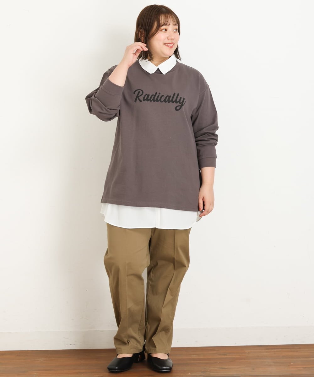 OLLKP10100 eur3(エウルキューブ) 【雑誌掲載】【大きいサイズ】ベイカーパンツ キャメル(83)