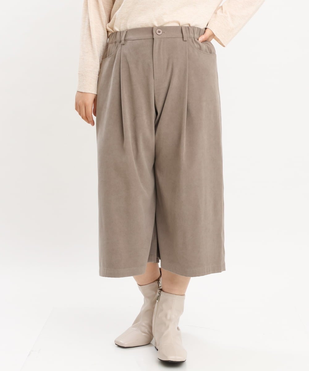 OLLKS07099 eur3(エウルキューブ) 【大きいサイズ】サンディングワイドパンツ モカ(84)