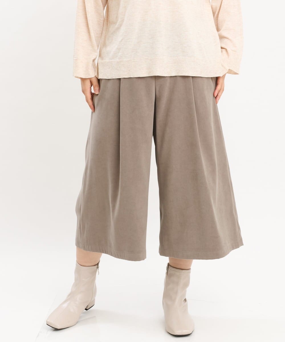 OLLKS07099 eur3(エウルキューブ) 【大きいサイズ】サンディングワイドパンツ モカ(84)