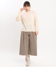 OLLKS07099 eur3(エウルキューブ) 【大きいサイズ】サンディングワイドパンツ モカ(84)